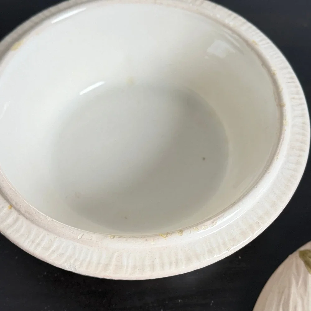 Vintage Ceramic Mushroom Casserole Dish with Lid and Plate 3 Piece Set